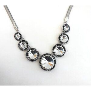 Silver Toned Herringbone Vintage Costume Jewelry Pendant Necklace - 23"